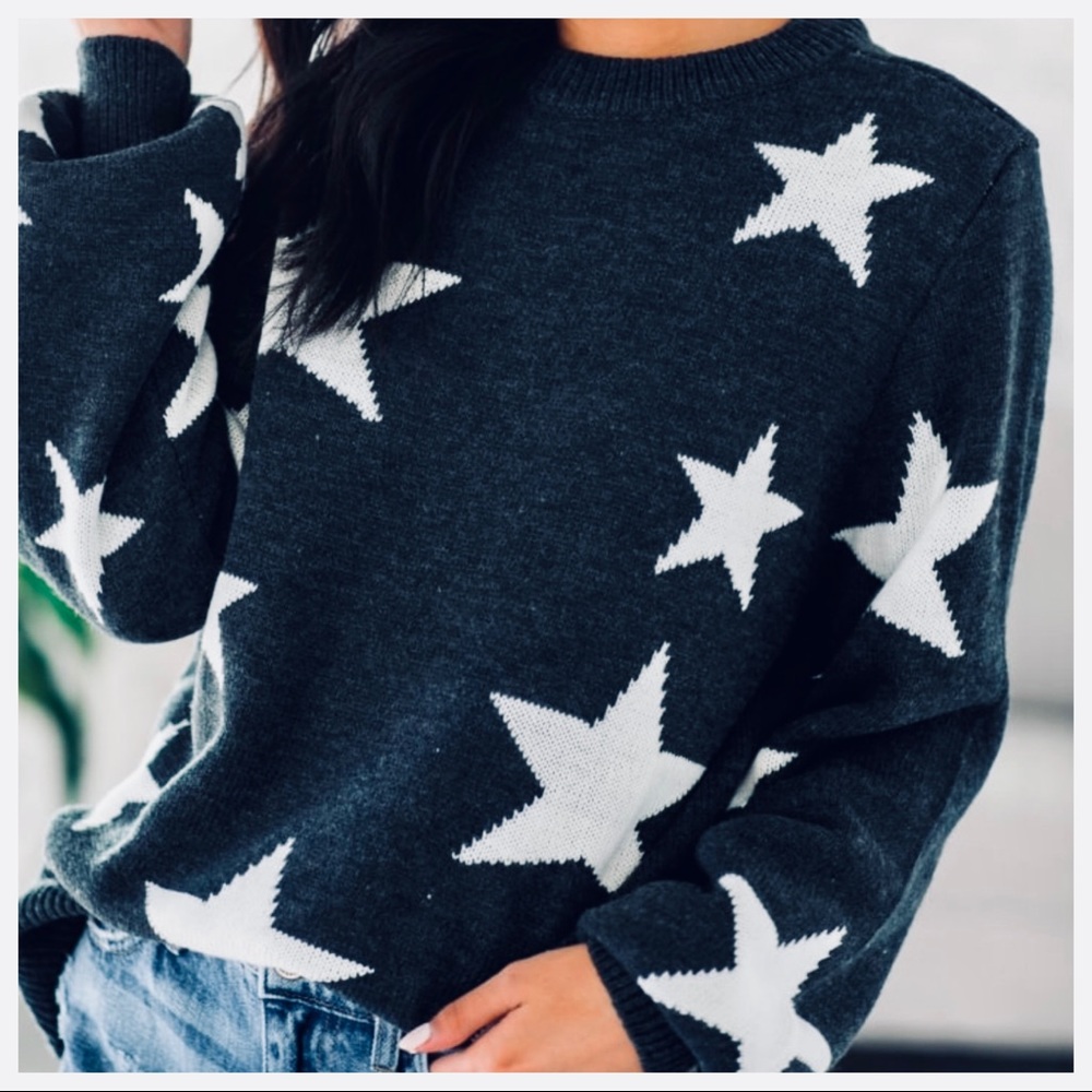 - #02 Black with white Star knit sweater - Picture 2 of 5
